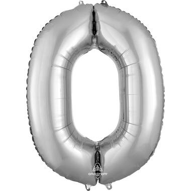 Foil Balloon - Number - 0 - Silver - 86 cm